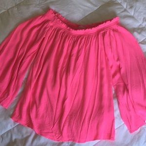Lilly Pulitzer pink off the shoulder top